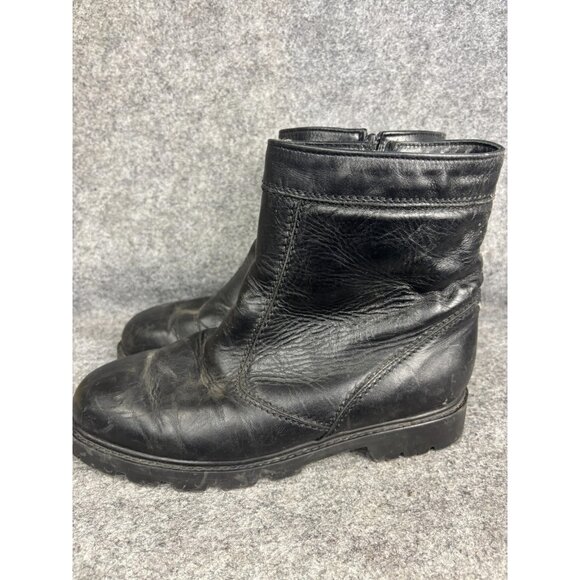 Pajar Boots Mens Size 10 Black Shearling Lined Leather Ankle Lug Sole Winter - Picture 1 of 8